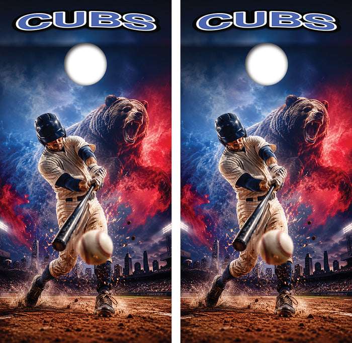 Chicago Cubs Baseball Inspired Cornhole Design