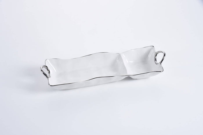 Silver tray on a white background
