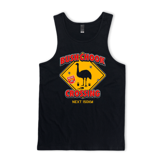 Chook Crossing Singlet Black Singlet Bush Chook
