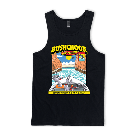 Chooks On Tour: Horizontal Falls Singlet Black Singlet Bush Chook
