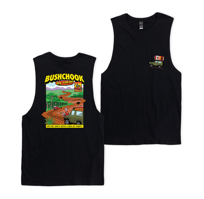 Chooks On Tour: Mundaring Muscle Tee Black Muscle Bush Chook