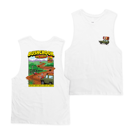 Chooks On Tour: Mundaring Muscle Tee White Muscle Bush Chook