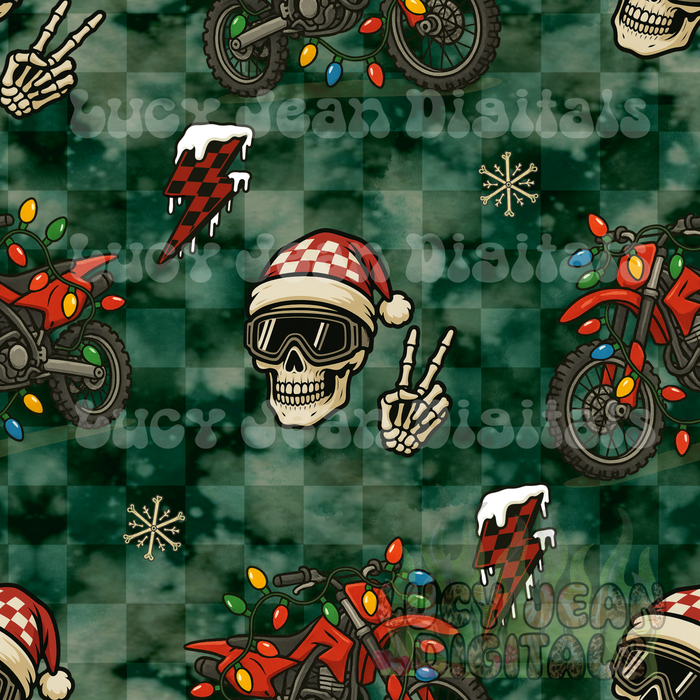 Christmas Skeleton dirtbike Seamless File