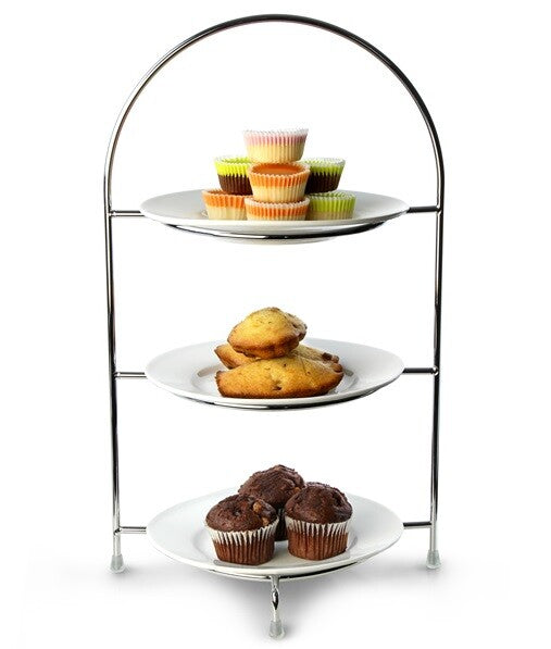 Chrome Plate Stand 3 Tier 42cm To Hold 3 X 23cm Plates