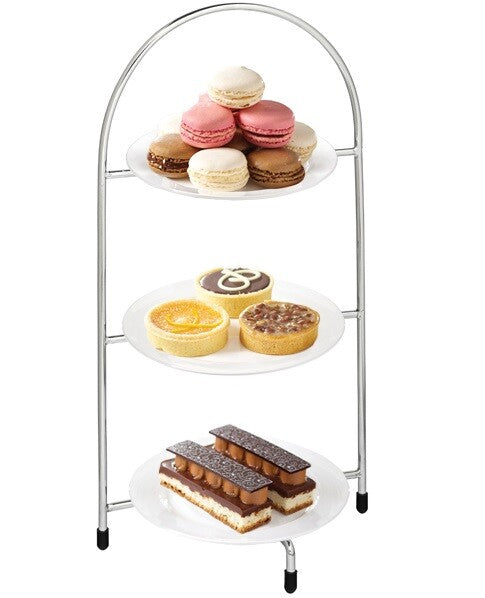 Chrome Plate Stand 3 Tier 43cm To Hold 3 X 25cm Plates