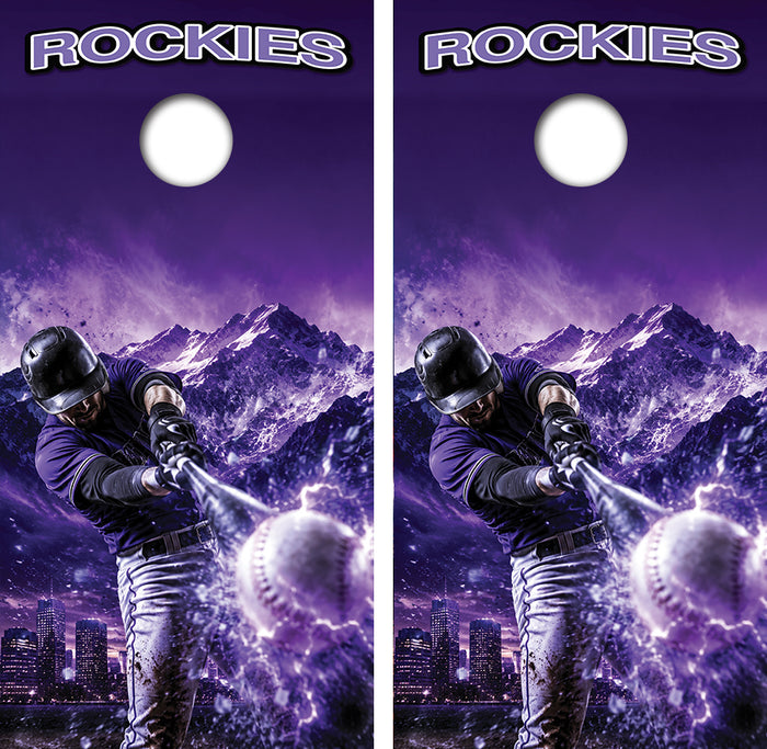 Colorado Rockies Baseball Inspired Cornhole Design