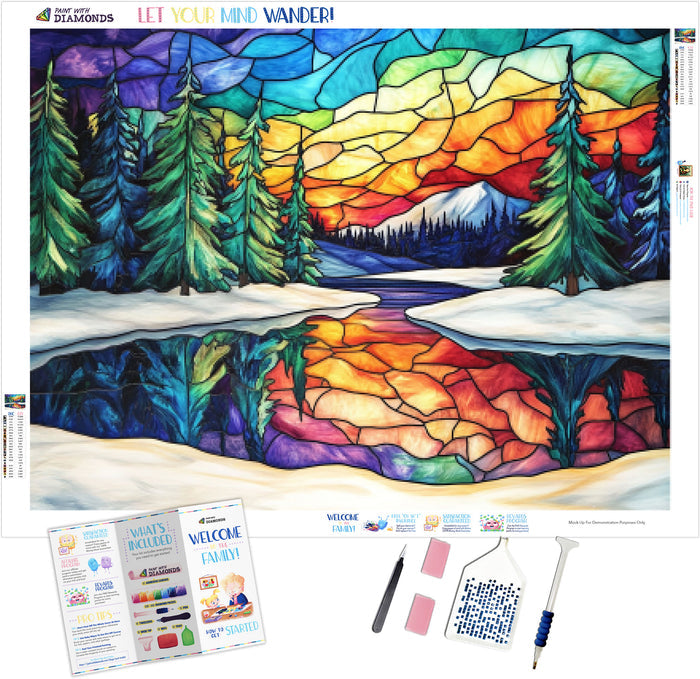 Colorful Icy River Reflections