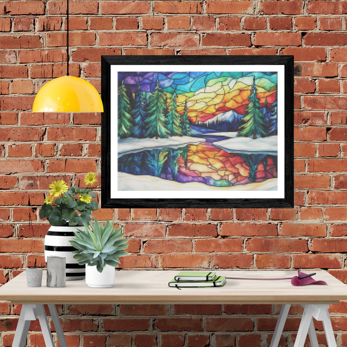 Colorful Icy River Reflections