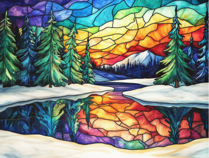 Colorful Icy River Reflections