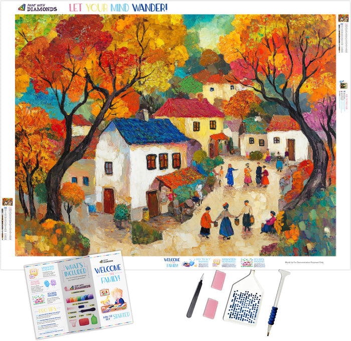 Colorful Painting Of A Quaint Village