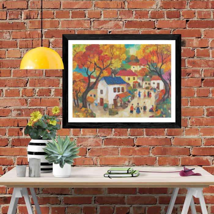 Colorful Painting Of A Quaint Village