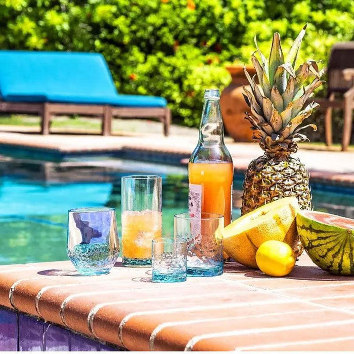 Cube 15 oz. Highball Glass TarHong Indigo Pool Patio BBQ