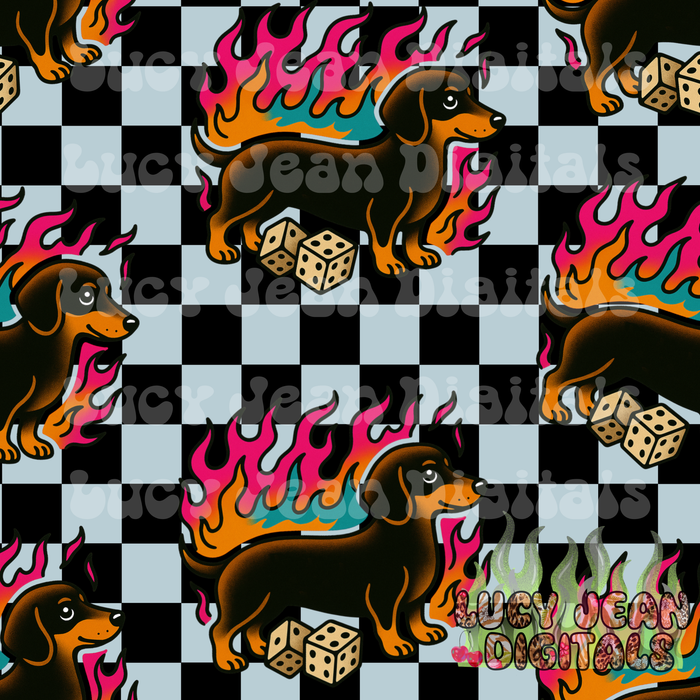 Dachshund Dog Dice checkered Seamless File