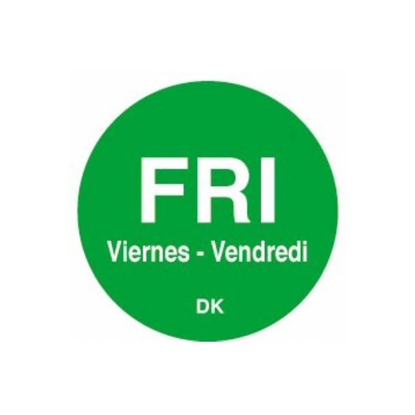 Day Of The Week Labels 20mm Dia (Roll Of 1000) Friday/Green