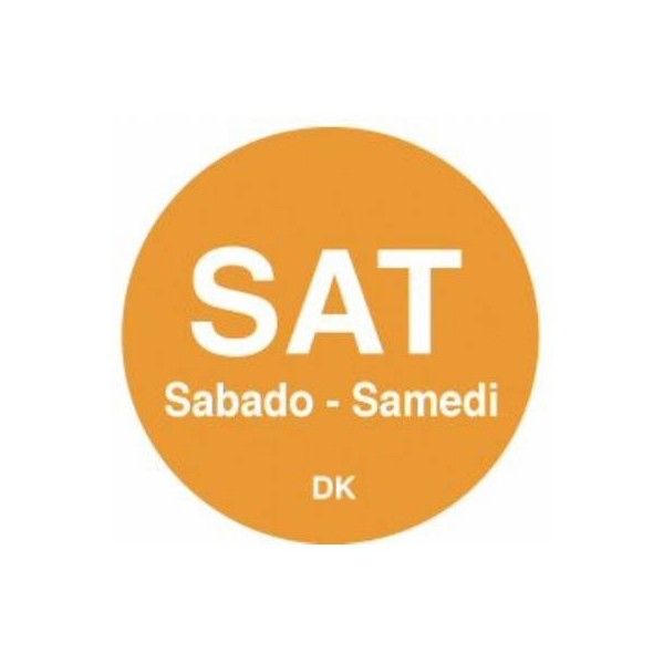 Day Of The Week Labels 20mm Dia (Roll Of 1000) Saturday/Orange