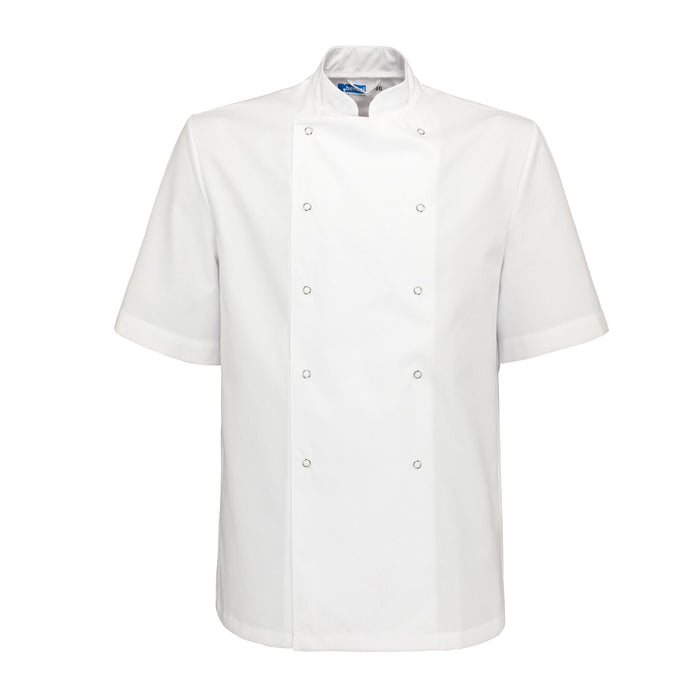 De Berkel Cuisine Chefs Jacket **Short Sleeves** Poly/Cotton Press Stud Buttons