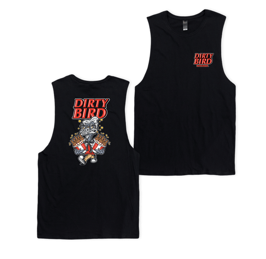Dirty Bird Muscle Tee Black T-Shirt Bush Chook