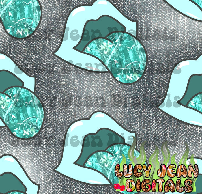 Distressed denim Camo Lips Seamless File