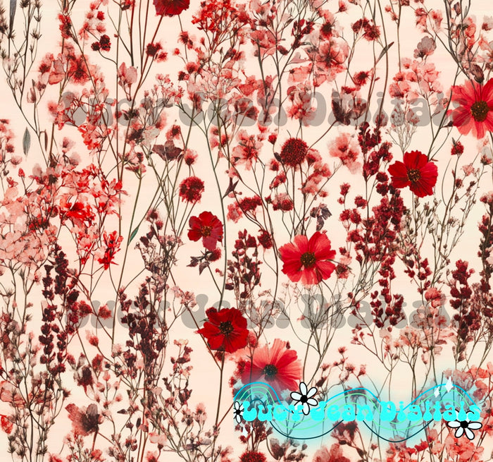 Dried pink and red wildflowers Seamless file
