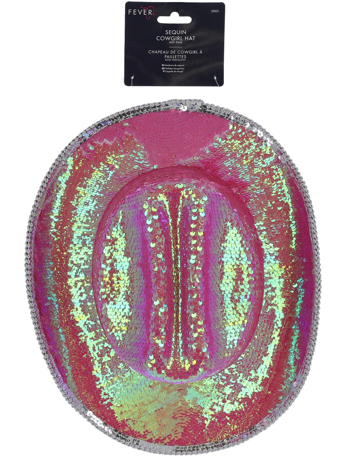 Fever Deluxe Sequin Cowboy Hat, Iridescent Pink