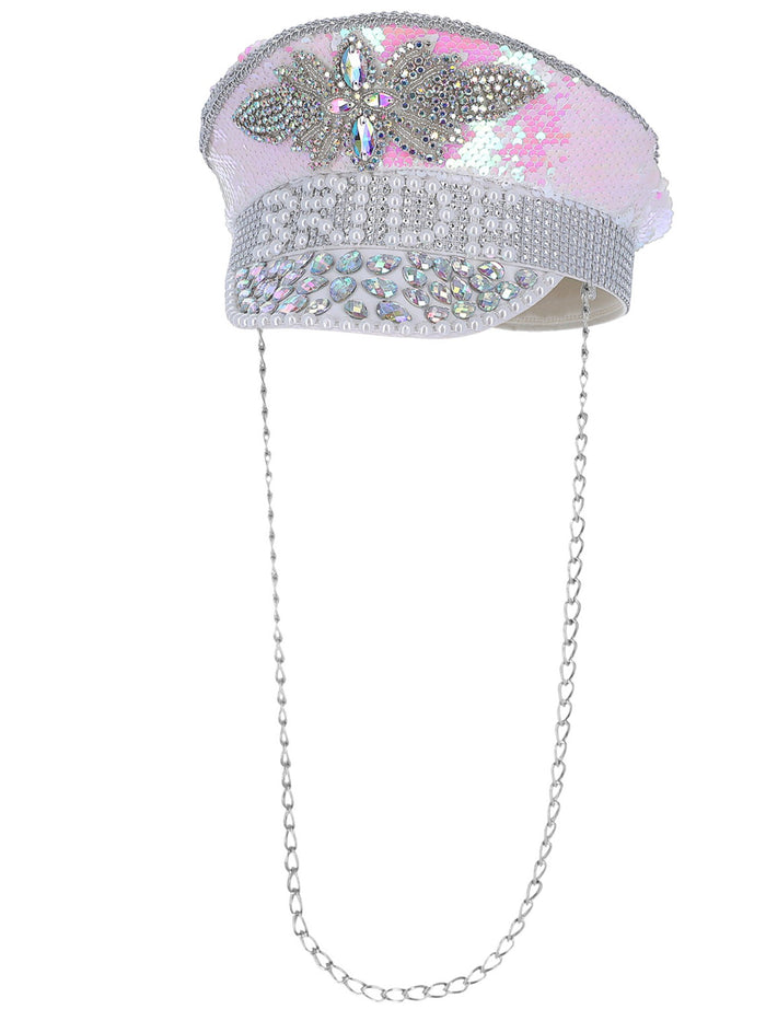 Fever Deluxe Sequin & Pearl Bride Captains Hat