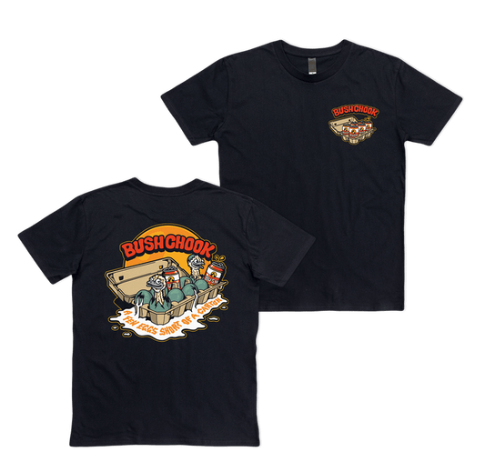 Few Eggs Short Tee Black T-Shirt Bush Chook