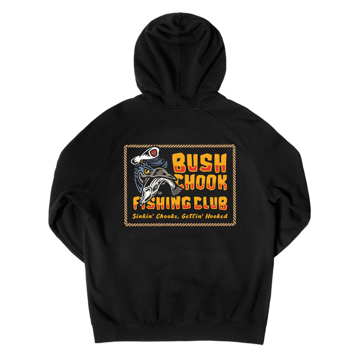 Fishing Club Hoodie Black Hoodie Bush Chook
