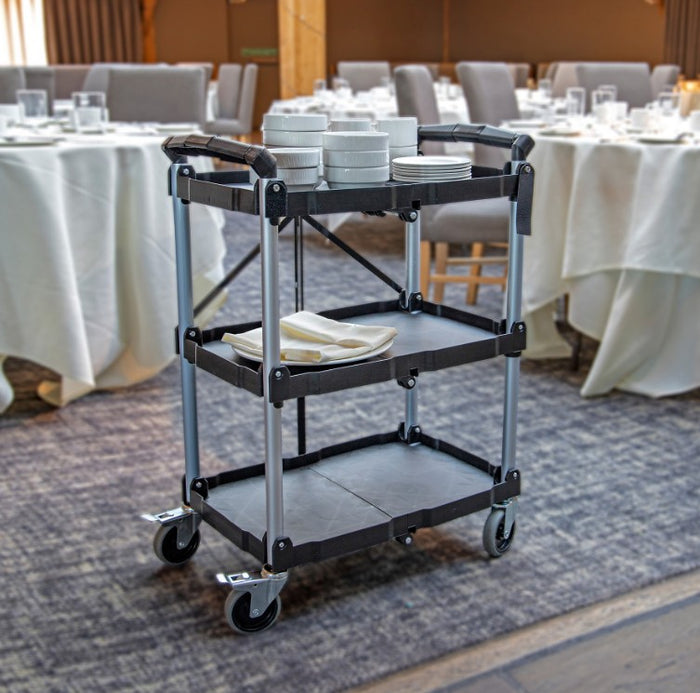 Folding Catering Trolley 3 Tier 45cm x 20cm x 106cm