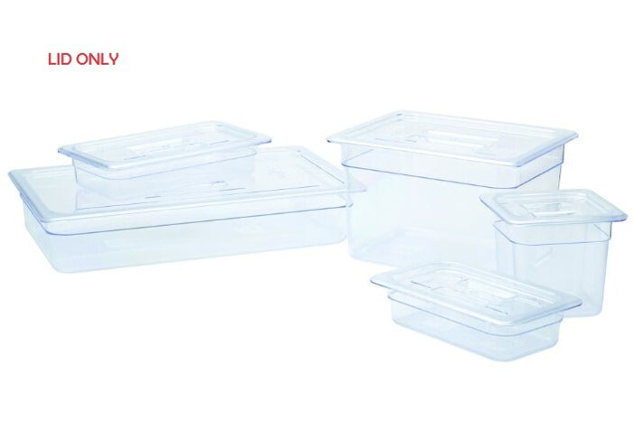 Food Pan Gastronorm Polycarbonate GN1/6 17.6cm X 16.2cm Hard Handled Cover
