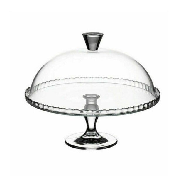 Footed Glass Cake Plate And Dome 32cm