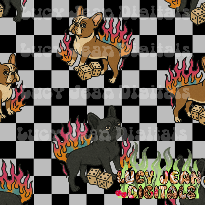 French Bulldog Checkered Seamless File