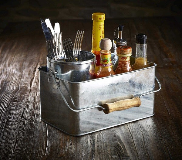 Galvanised Steel Table Caddy 24.5cm x 15.5cm x 12.5cm