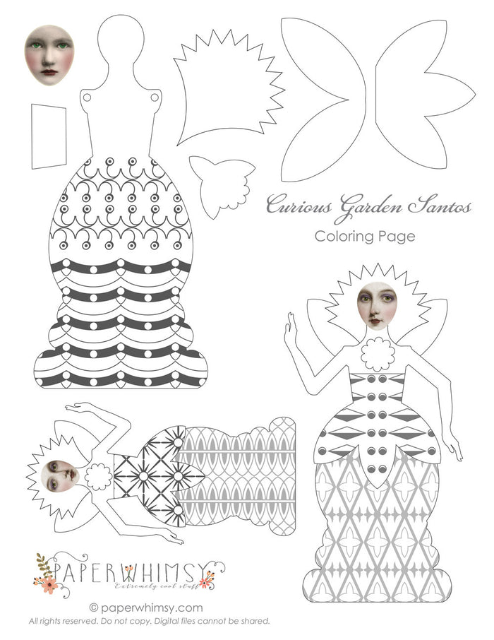 Garden Santos Coloring Pages - paperwhimsy