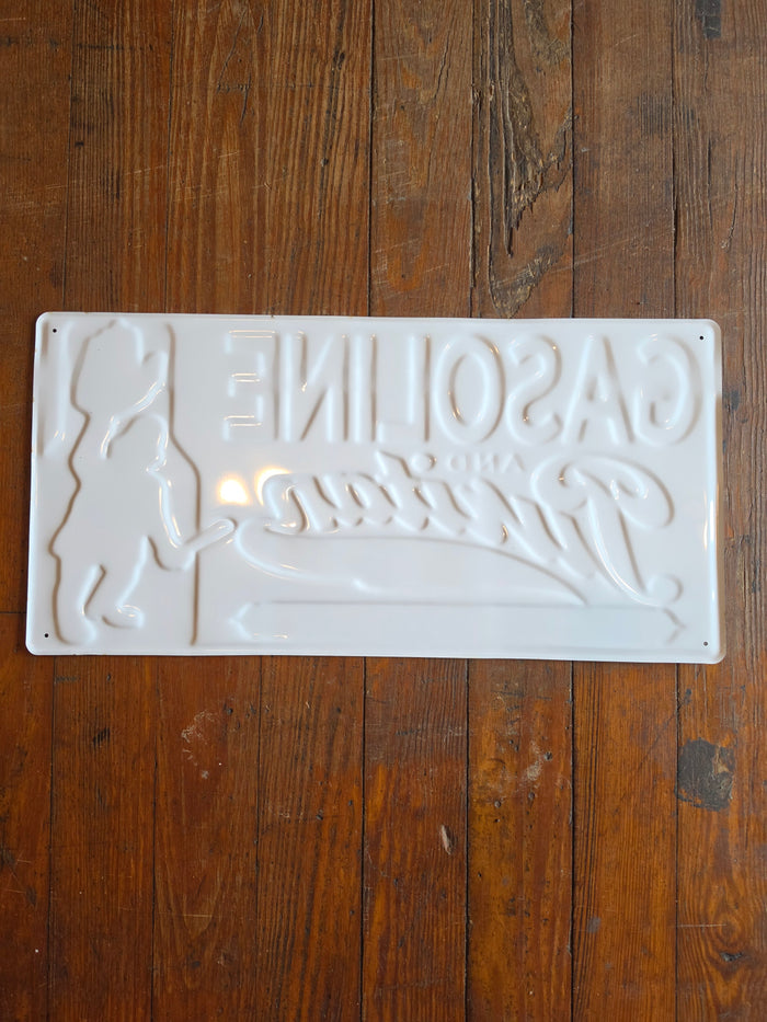 Gasoline and Puritan motor oils metal sign