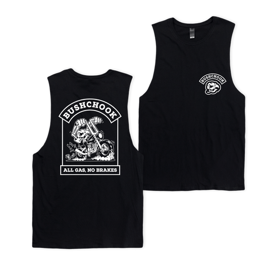 Gassed Muscle Tee Black Muscle Bush Chook