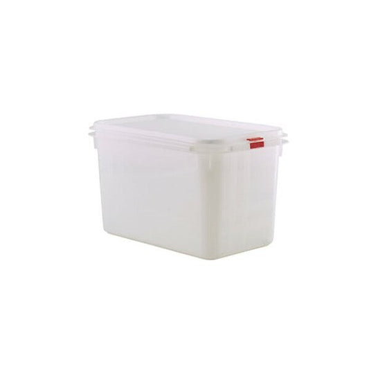 Gastronorm Food Storage Container With Lid And Colour Coded Clips GN 1/4 15cm Deep 4.5 Ltr