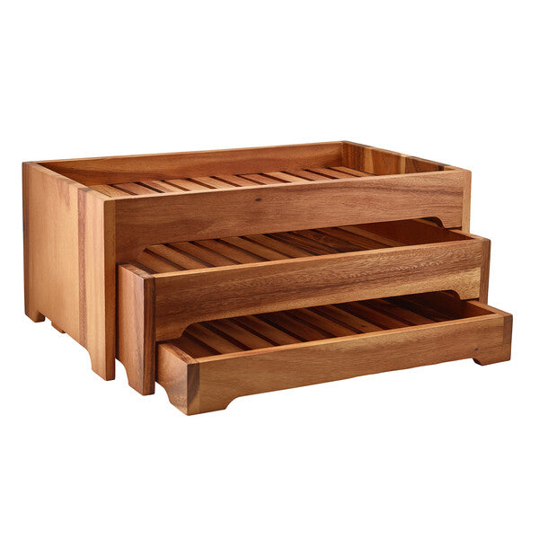 Genware Acacia Wood 3 Tier Display Stand GN 1/1