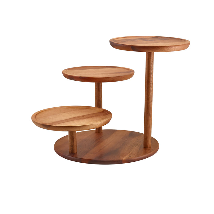Genware Acacia Wood 3 Tier Platform Riser