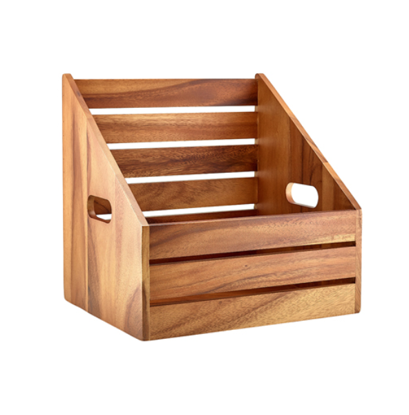 Genware Acacia Wood Angled Crate GN 1/2