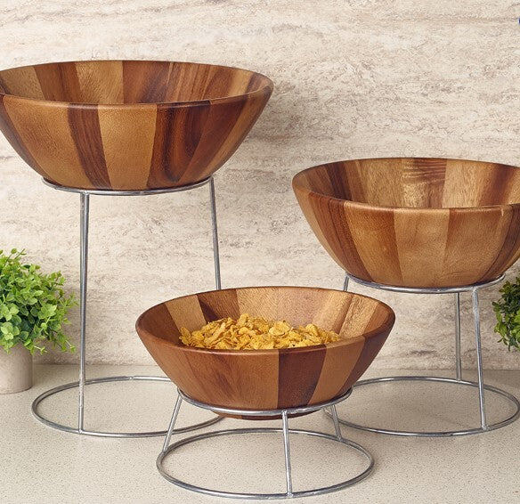 Genware Acacia Wood Bowl 36cm x 12cm