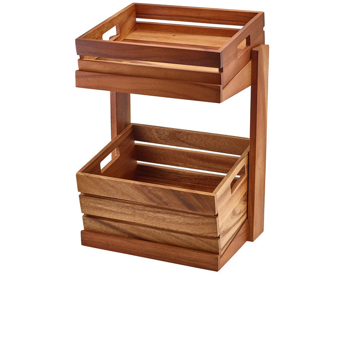 Genware Acacia Wood Crate Stand