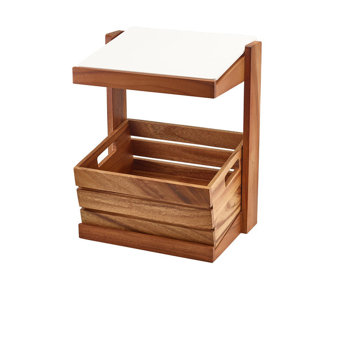 Genware Acacia Wood Crate Stand