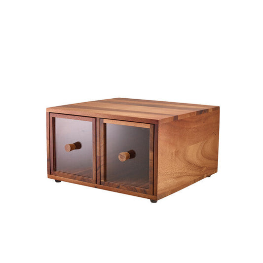 Genware Acacia Wood Double Bread Box