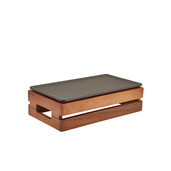 Genware Acacia Wood Low Box/ Riser GN 1/3
