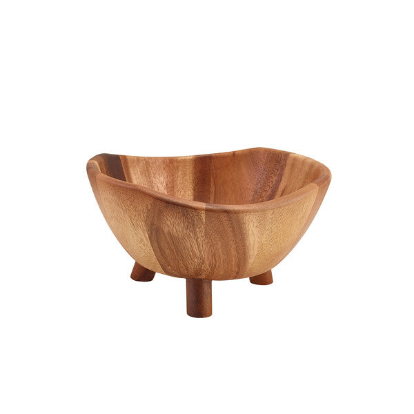 Genware Acacia Wood Tripod Bowl 25cm