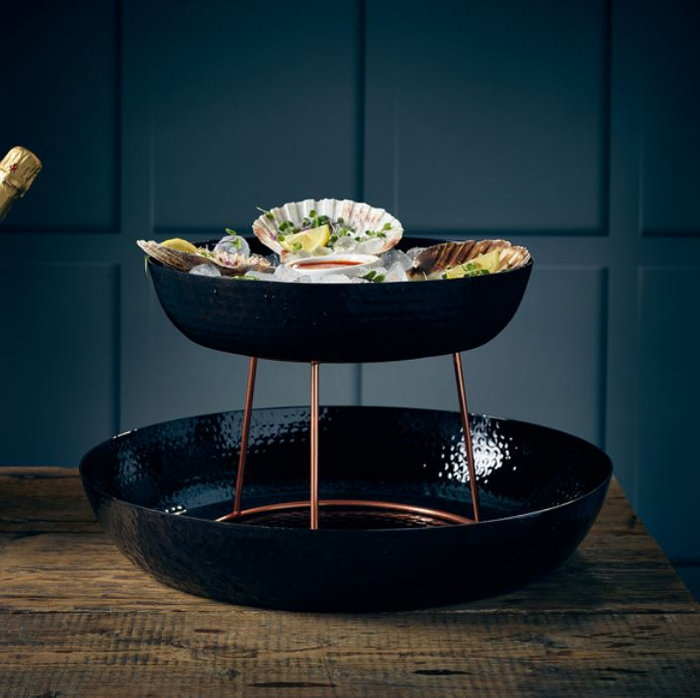 Genware Black Hammered Aluminium Platter, 31 x 7cm (Dia x H)