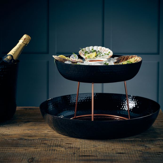 Genware Black Hammered Aluminium Platter, 44 x 7.2cm (Dia x H)