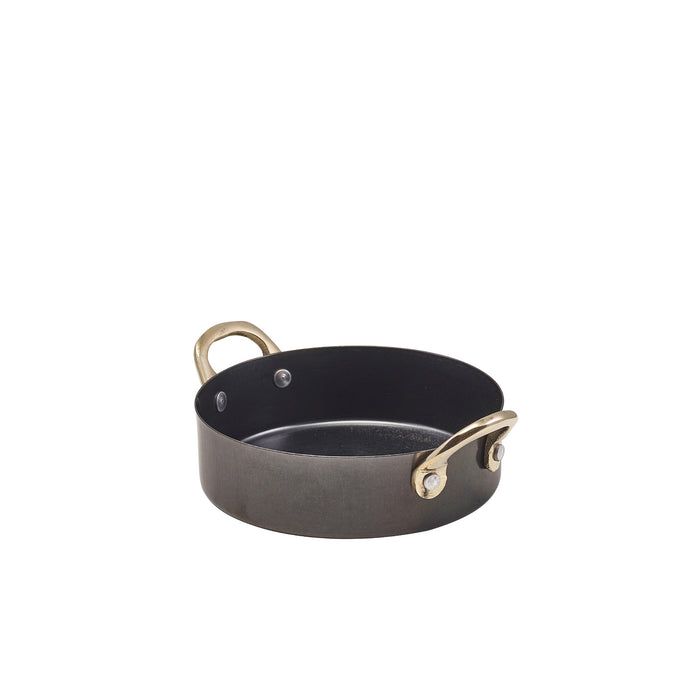 Genware Black Vintage Steel Mini Casserole Dish 12.25 x 3.5cm (Box Of 6)