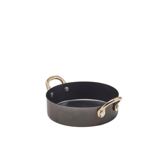 Genware Black Vintage Steel Mini Casserole Dish 12.25 x 3.5cm (Box Of 6)