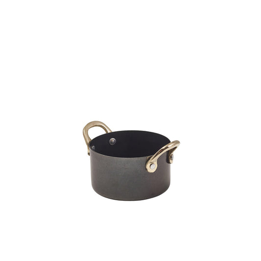 Genware Black Vintage Steel Mini Casserole Dish 9 x 5.25cm (Box Of 6)